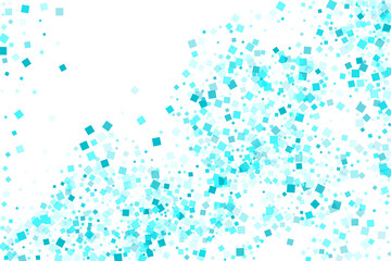 Flying quad shapes design. Light blue cyan square bricks geometric texture.