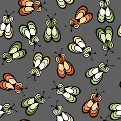 Ladybug insect cartoon illustration vector seamless pattern.