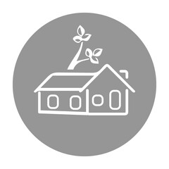 House icon vector with people and leaf. healthy environment, ecology, healthy home. line icon style. Simple design illustration editable
