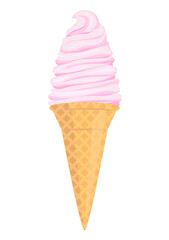 いちごソフトクリームのイラスト