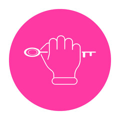 Obraz premium Hand with a key. Vector icon. 