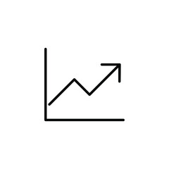 Growing bars graphic icon with rising arrow.