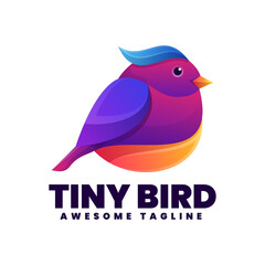 Vector Logo Illustration Tiny Bird Gradient Colorful Style.