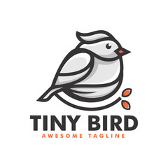 Vector Logo Illustration Tiny Bird Simple Mascot Style.