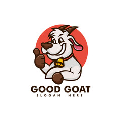 Vector Logo Illustration Good Goat Mascot Cartoon Logo.