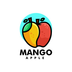 Vector Logo Illustration Mango Pear Simple Mascot Style.