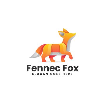 Vector Logo Illustration Fennec Fox Gradient Colorful Style.
