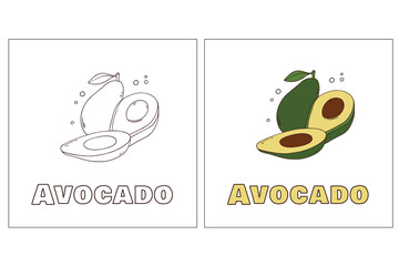 A for Avocado Hand Drawn Coloring Page