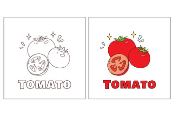 A for Tomato Hand Drawn Coloring Page