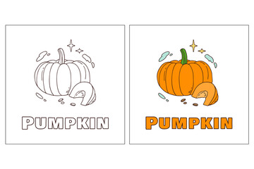 A for Pumpkin Hand Drawn Coloring Page