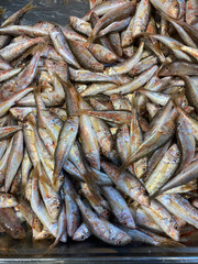 Natural background of fresh lamb fish close-up