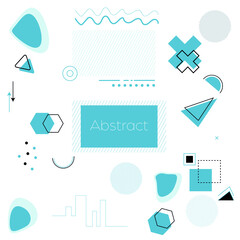 geometric shaped set. Retro elements for Memphis design, web, vintage, advertisement, commercial banner, poster, brochure, billboard, sale. Collection trendy halftone vector geometric shapes.