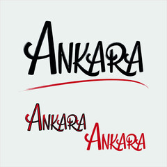 Ankara, capital of Turkey, three different ways to typographic write