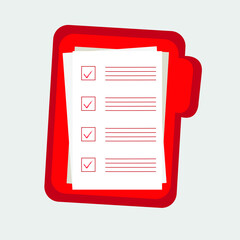 Document. Checklist. Folder with contract documents.