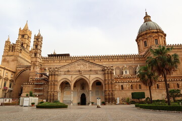 Fototapeta na wymiar Palermo, Sicily (Italy): The Cathedral of Palermo dedicated to the Assumption of the Virgin Mary. UNESCO World Heritage Site