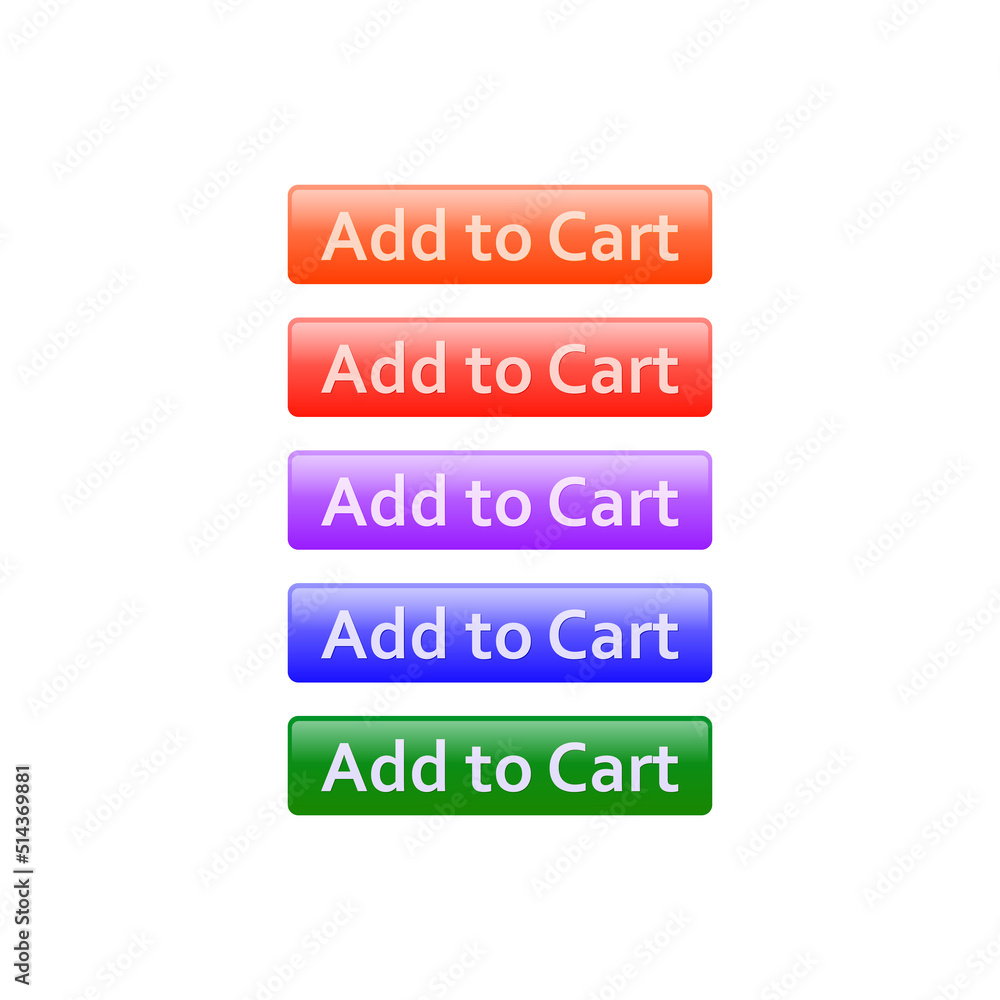 Poster add to cart set of colorful buttons. online shop add to cart button. vector illustration.