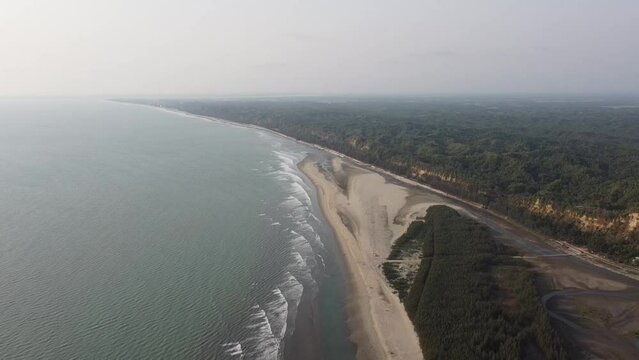 Aerial View of the Longest Sea Beach in The World, Cox's Bazar, Bangladesh