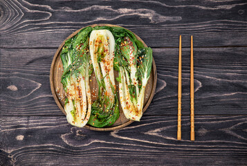 Chinese cabbage pak choi, cooked in hot spices
