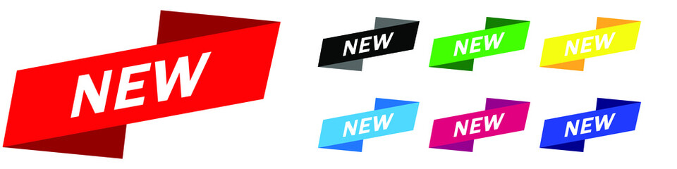 New banner vector icon set. new ribbon label illustration sign collection.