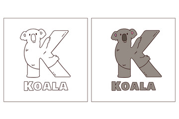 A for Koala Hand Drawn Coloring Page