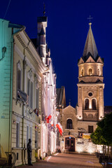 Obraz premium iglesia y el monasterio franciscano, neo-romanico, plaza del mercado, Sanok, Voivodato de Subcarpacia, Polonia, eastern europe