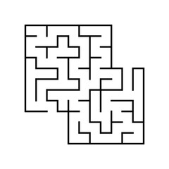 Square maze. Game for kids. Funny labyrinth. Education developing worksheet. Activity page. Puzzle for children. Riddle for preschool. Logical conundrum. Vector illustration.