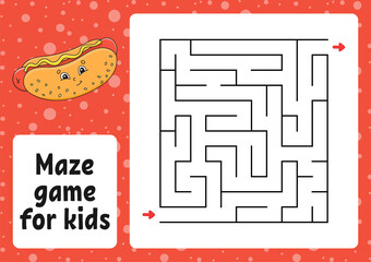Maze game for kids. Funny labyrinth. Activity worksheet. Puzzle for children. cartoon style. Logical conundrum. Color vector illustration.