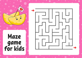 Maze game for kids. Funny labyrinth. Activity worksheet. Puzzle for children. cartoon style. Logical conundrum. Color vector illustration.