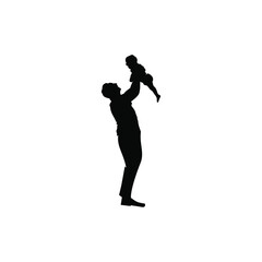 Fototapeta na wymiar Happy father with daughter silhouette vector stock illustration