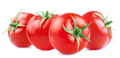 Delicious red tomatoes, isolated on white background