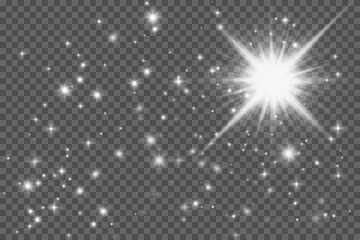 Vector transparent sunlight special lens flare light effect. PNG. Stars ligh. Bom light. Vector illustration