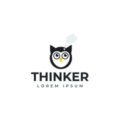 Thinking owl logo design template