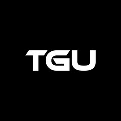TGU letter logo design with black background in illustrator, vector logo modern alphabet font overlap style. calligraphy designs for logo, Poster, Invitation, etc.
