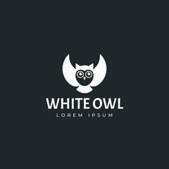 White owl logo design template