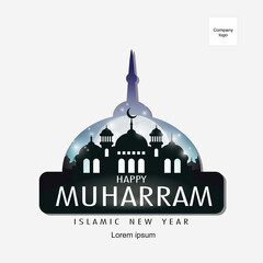 Happy Muharram Islamic New Year greeting Design in Mosque Symbol