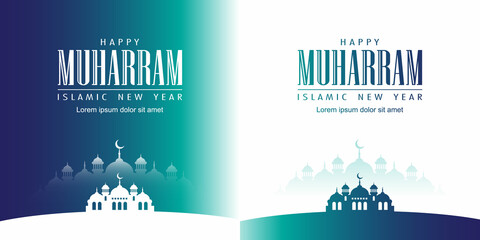 Happy Muharram Islamic New Year greeting with 2 color alternatives