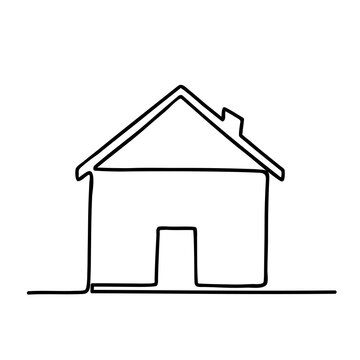 one line house illustration. continuous line minimal drawing design vector