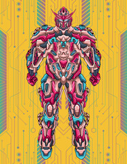 Mecha robot cyborg full body illustration