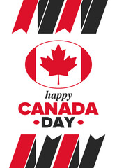 Fototapeta na wymiar Happy Canada Day. National holiday, celebrated annual in July 1. Canadian flag. Maple leaf. Patriotic symbol and elements. Poster, card, banner and background. Vector illustration