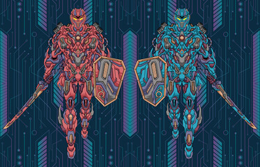 Transformer battle robots illustration
