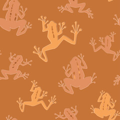 Seamless pattern with animal frogs. Abstract contemporary print with aquatic amphibians. Vector graphics.