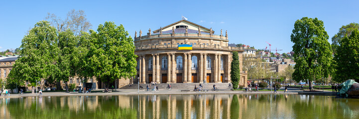 State Theater Stuttgart panorama architecture at lake travel in Germany