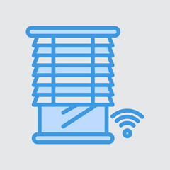 Smart blinds icon in blue style about smart home, use for website mobile app presentation