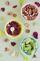 Mix of healthy snacks, fruit chips