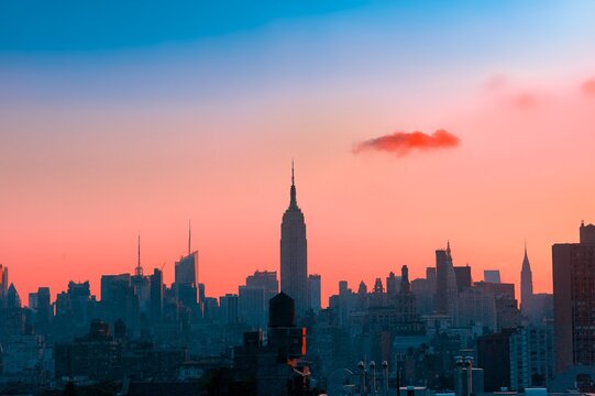 Ny Cityscape Against Sky During Sunset