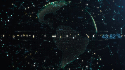 Technology Network Data Connection, Digital Data World Network and Cyber Security, Modern Futuristic Business Global Network Abstract Background Concept.