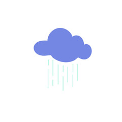 Vector cloud with precipitation. Flat cartoon illustration isolated on white