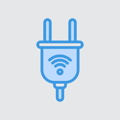 Obraz premium Smart plug icon in blue style about smart home, use for website mobile app presentation