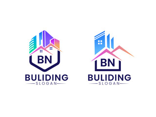 BN Creative real estate logo, BN Construction BN Architecture BN Building Logo Design Bundle vector templates 