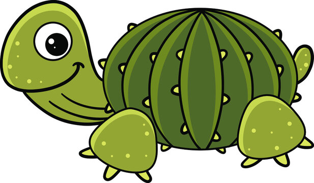 Cute cartoon vector turtle. Amphibian. Reptile. Perfect for children prints and any of your designs.